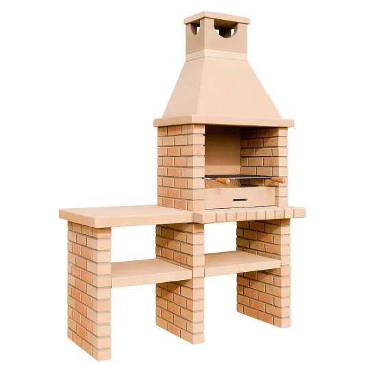 Gartengrillkamin Ziegeloptik Beige 100x60x210 cm Beton-cozyverta