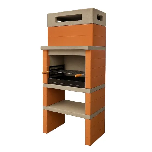 Steingrillkamin mit Metallrost Terracotta 200 cm-cozyverta