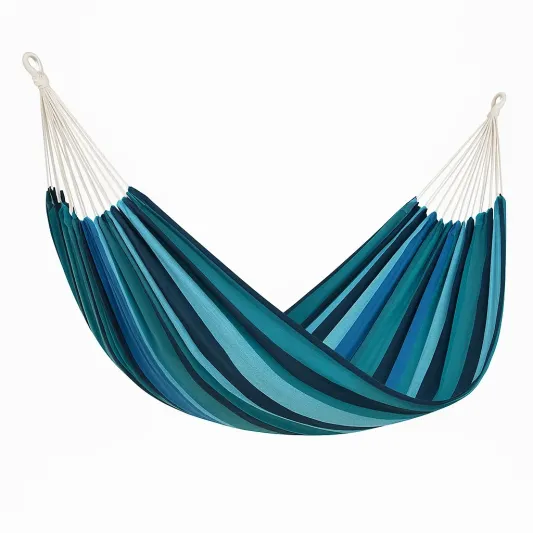 Hängematte Baumwolle Gestreift Blau/Grün 200x150cm-cozyverta