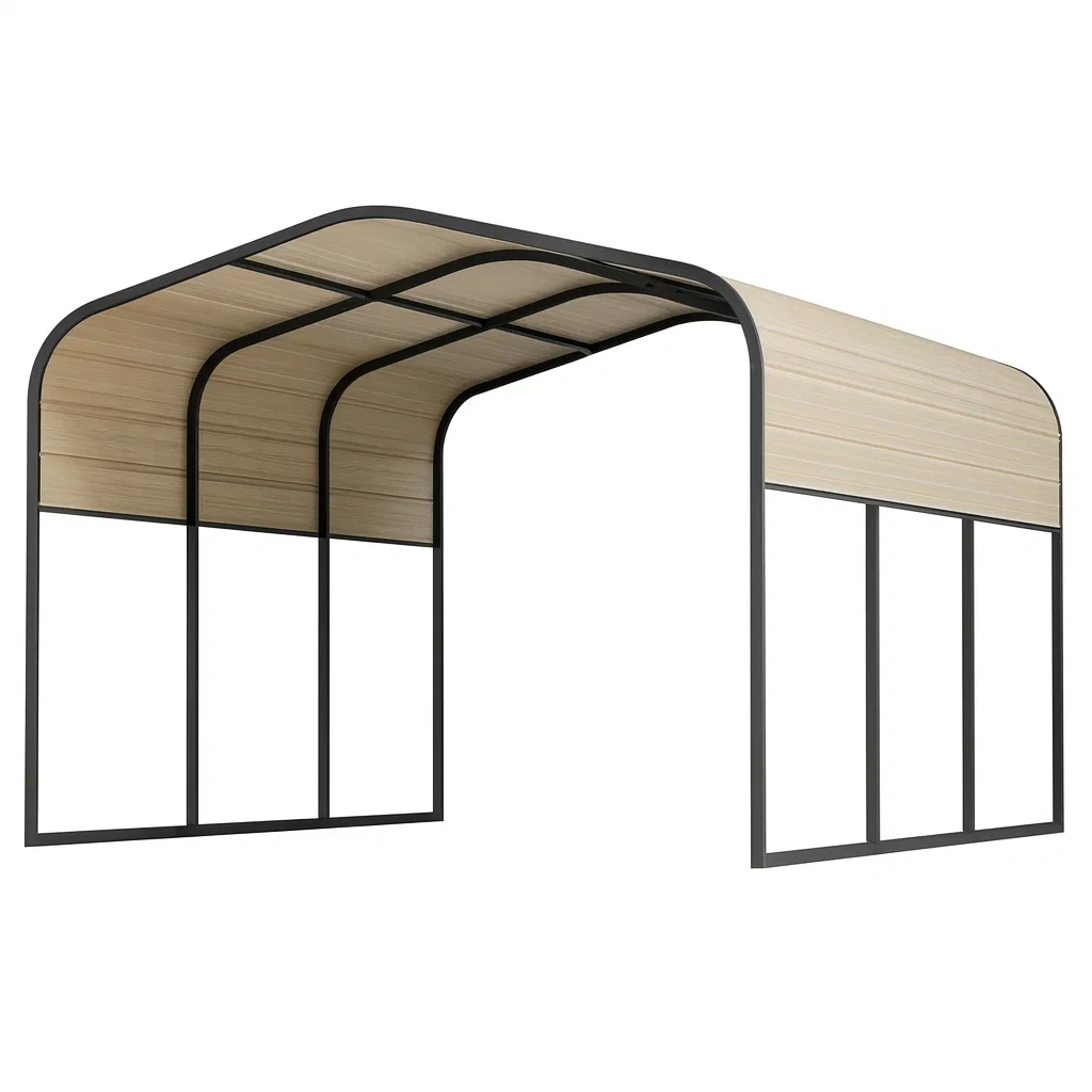 Carport Metallrahmen mit Holzoptik Paneelen 300x600 cm-decorvoria