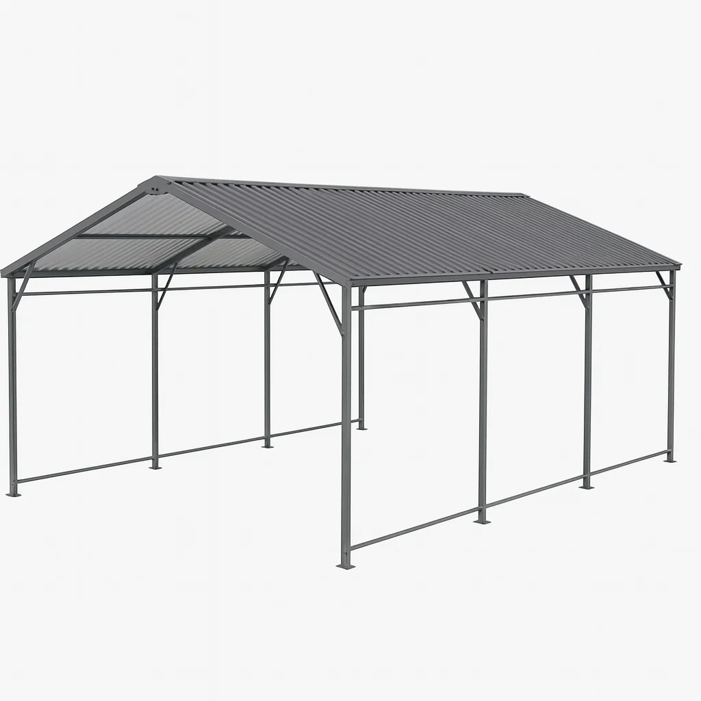 Stahl Carport Überdachung Anthrazit 6x3x2.5m-decorvoria