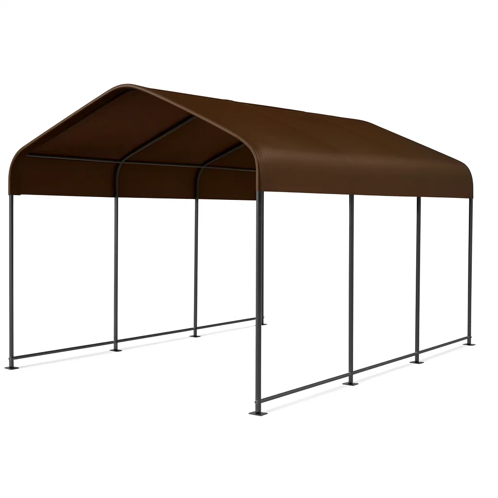 Carport Braun Stahlrahmen mit PVC-Beschichtung 300x600x300 cm-decorvoria