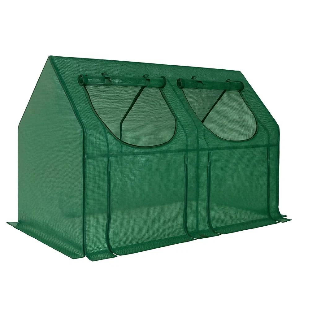 Foliengewächshaus A-Rahmen Stahl Polyethylen Grün 185x95x130 cm-decorvoria