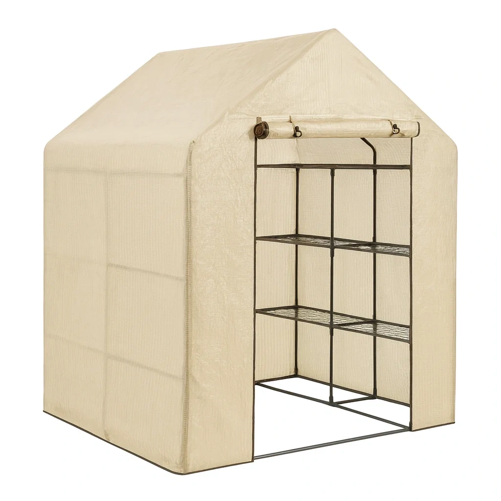 Gewächshaus Stahl Polyethylen 215 cm Beige-decorvoria