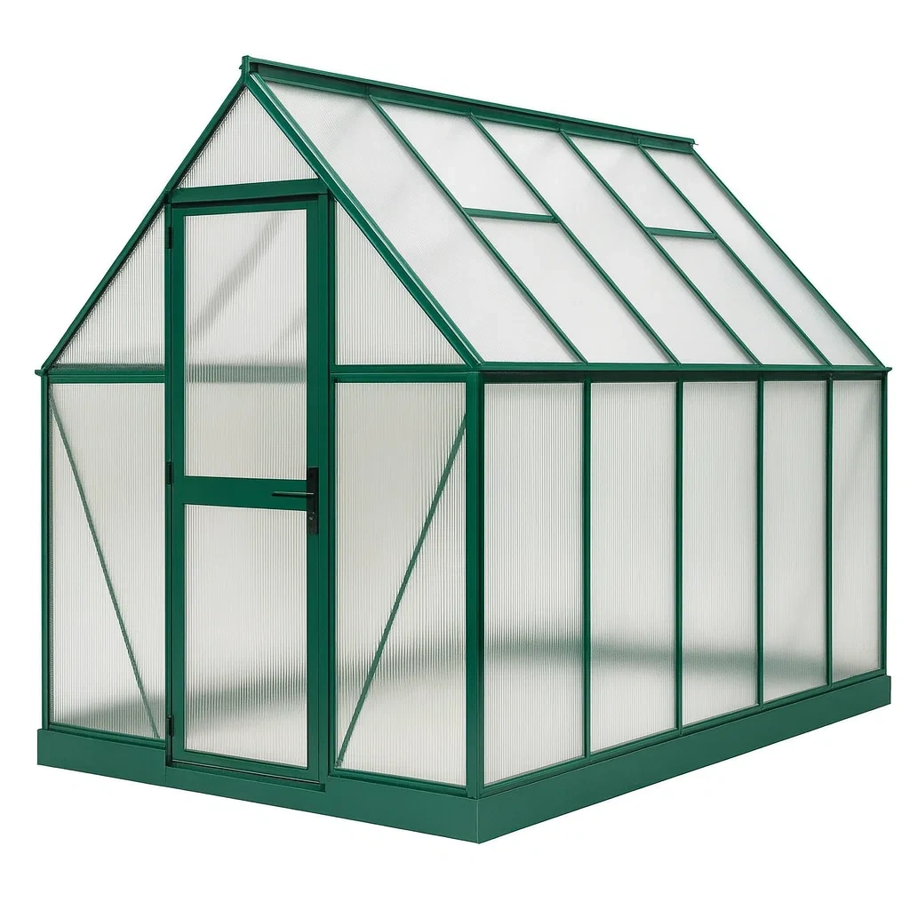 Gewächshaus mit Aluminiumrahmen und Polycarbonatplatten Grün-decorvoria