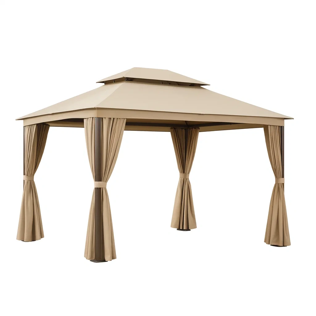 Gartenpavillon Beige Metallrahmen 300 cm x 400 cm-decorvoria