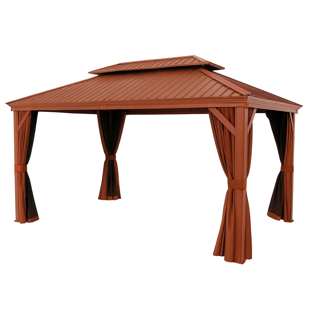 Gartenpavillon Stahlrahmen 400x300x270 cm Rostrot-decorvoria
