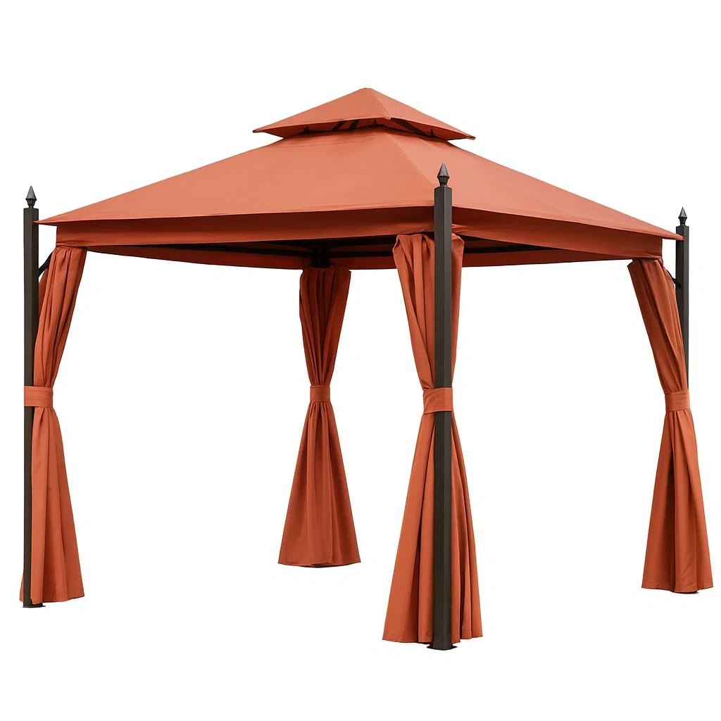 Gartenpavillon 3x3m Polyester Eisenrahmen Terrakotta-decorvoria