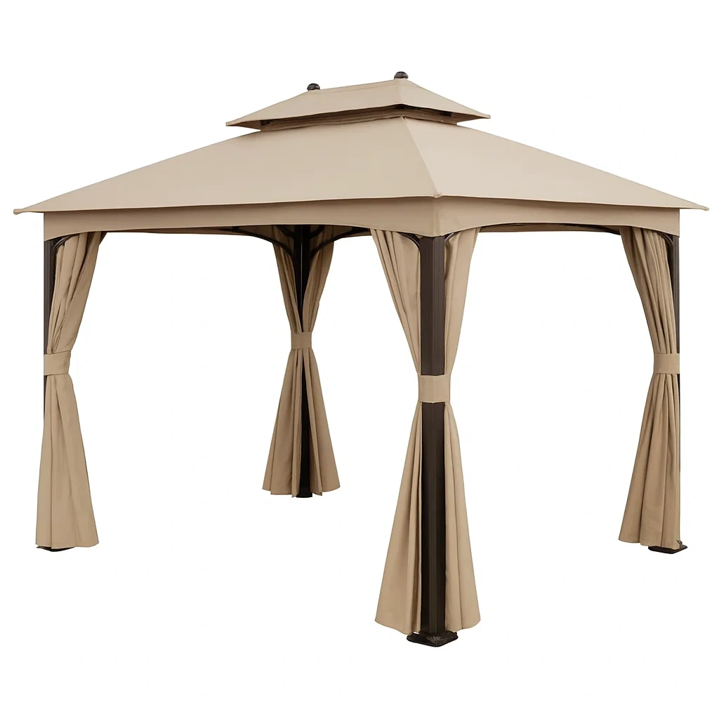 Gartenpavillon 300x300 cm Beige Polyester Stahl-decorvoria