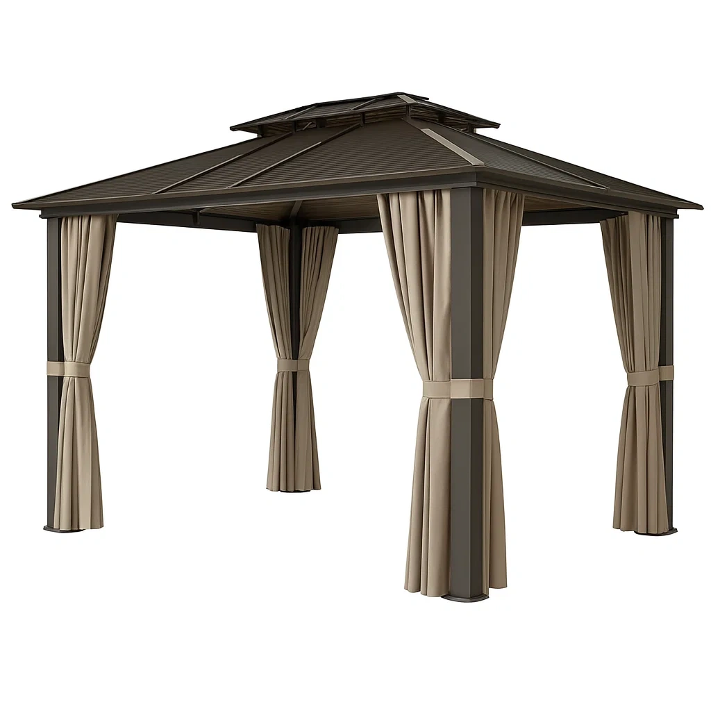 Gartenpavillon Aluminium Polycarbonatdach 300x300 cm Braun/Beige-decorvoria