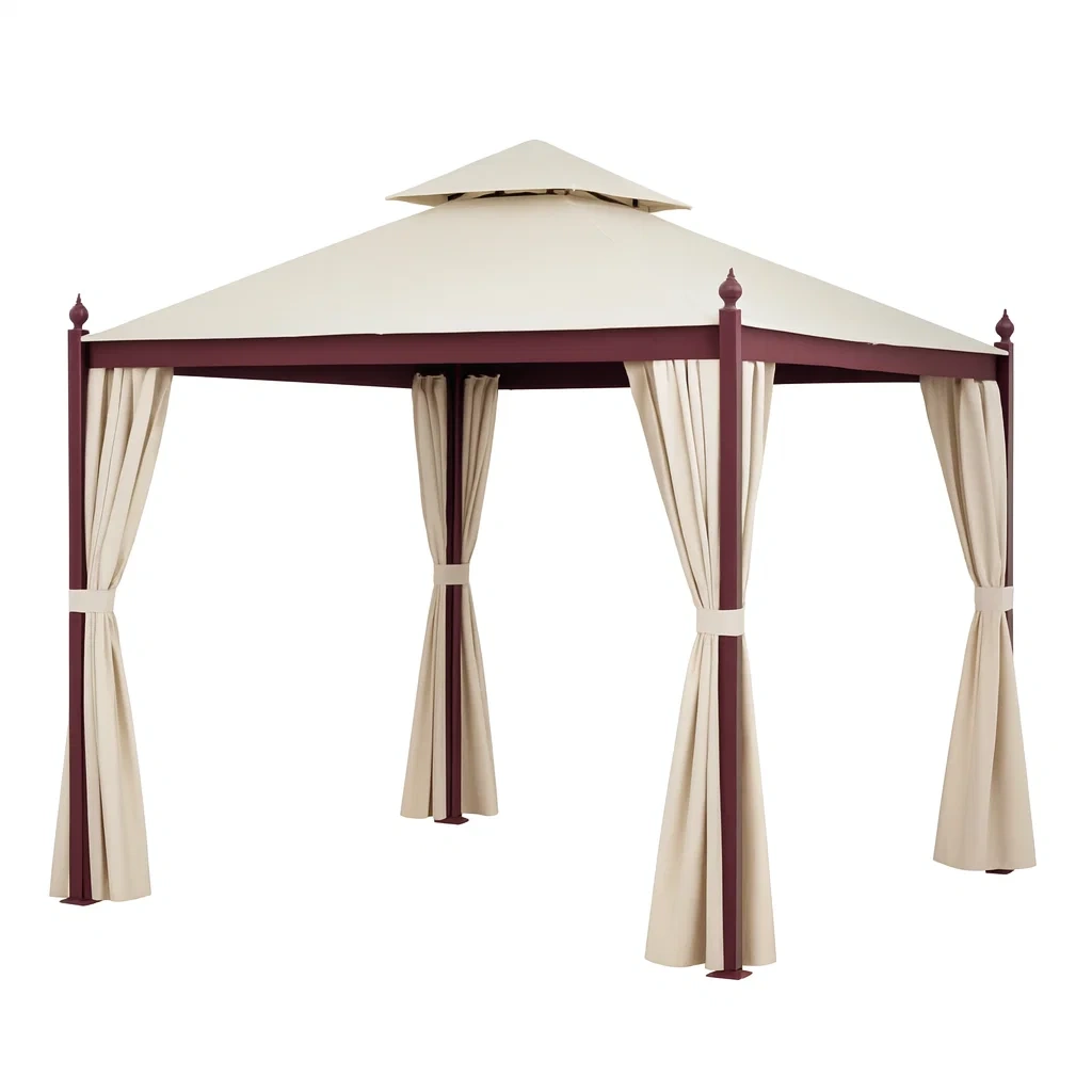 Gartenpavillon Beige Rot Stahl 3x3m-decorvoria