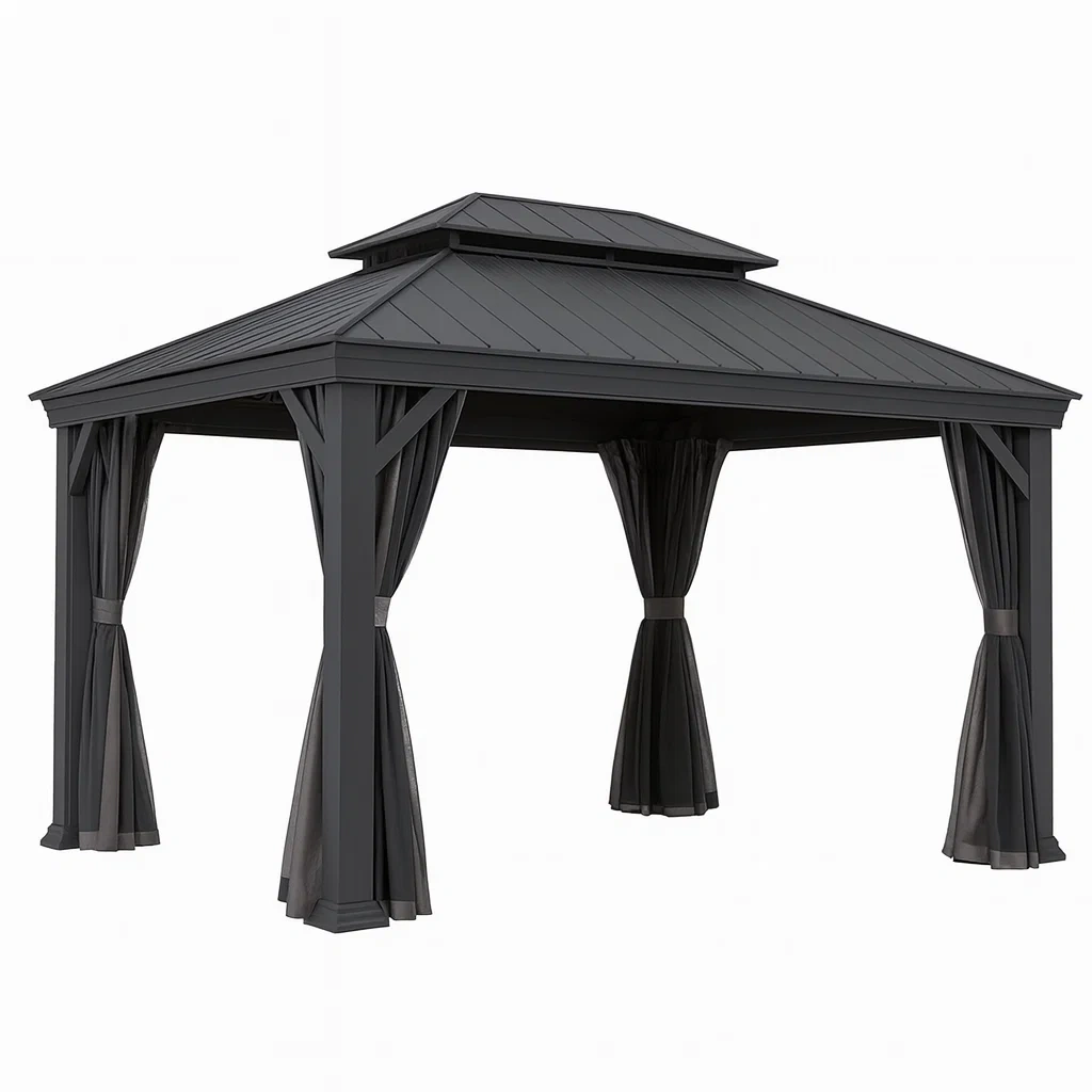 Pavillon Aluminium Stahl Dunkelgrau 300x400 cm-decorvoria