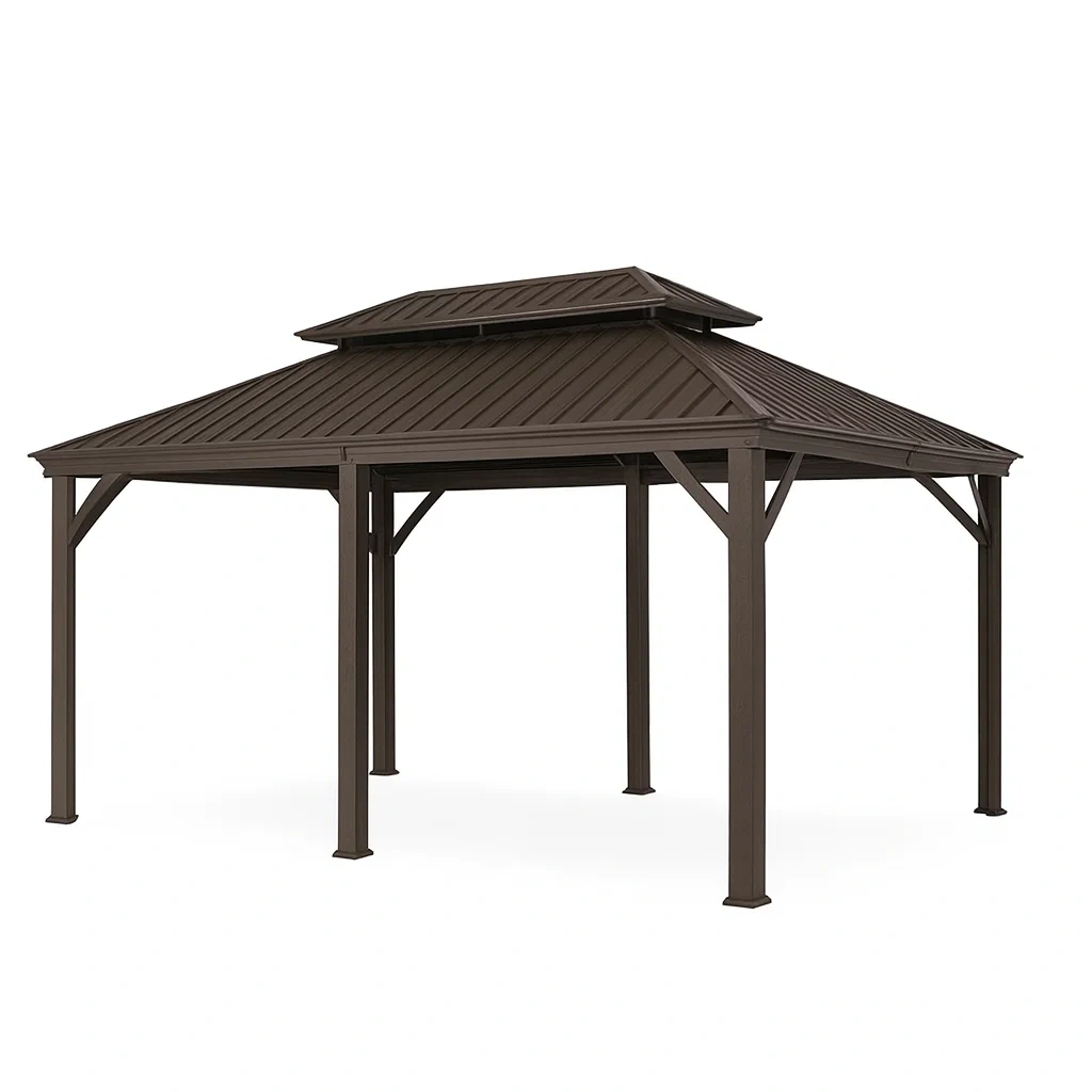 Metallpavillon Aluminium Stahl Braun 300x400 cm-decorvoria