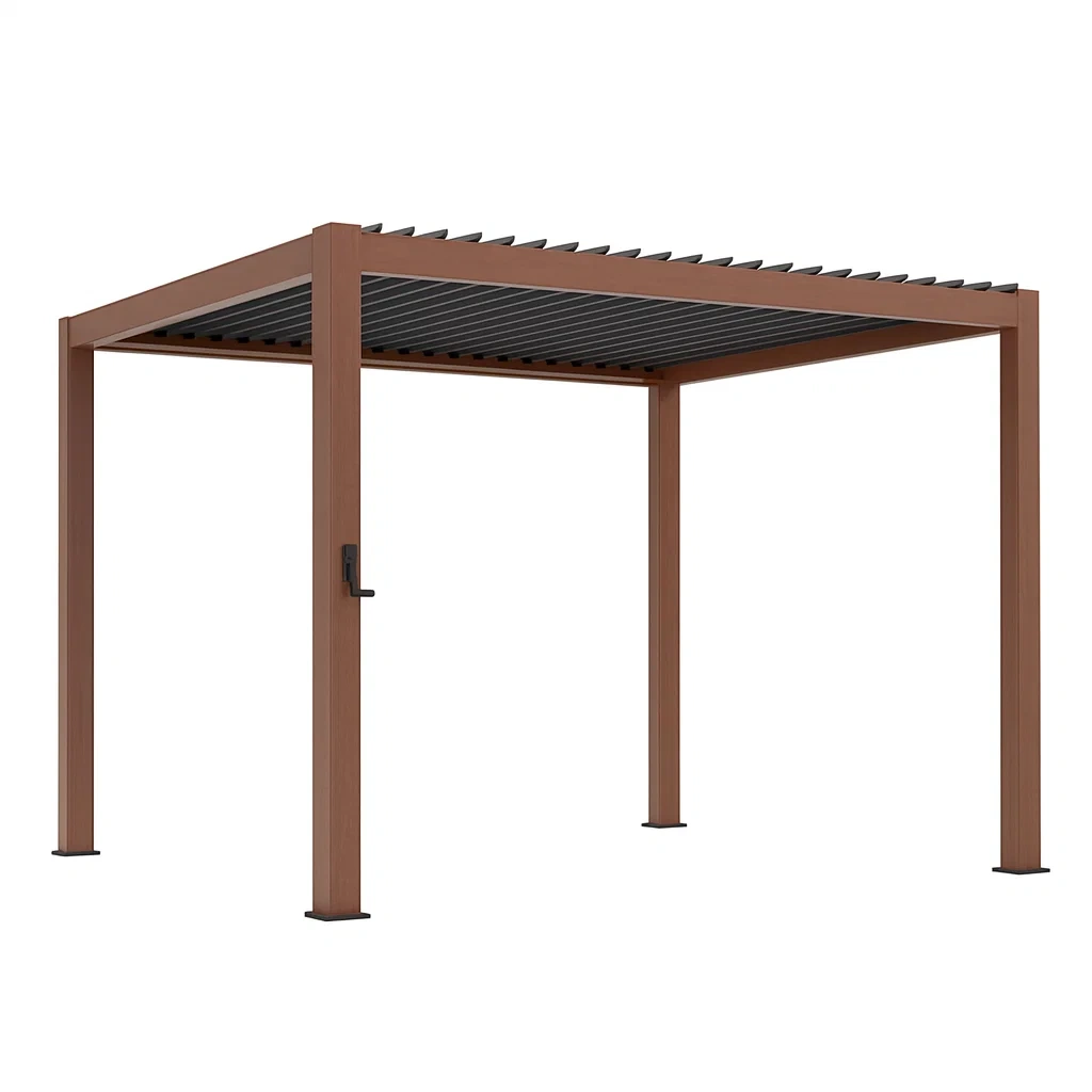 Aluminium Pergola 3x3m Braun mit Verstellbarem Dach-decorvoria