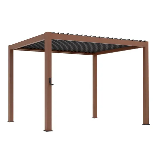 Aluminium Pergola 3x3m Braun mit Verstellbarem Dach-decorvoria