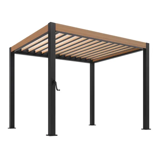Gartenpavillon Aluminium Stahl Holzoptik 300x400 cm-decorvoria