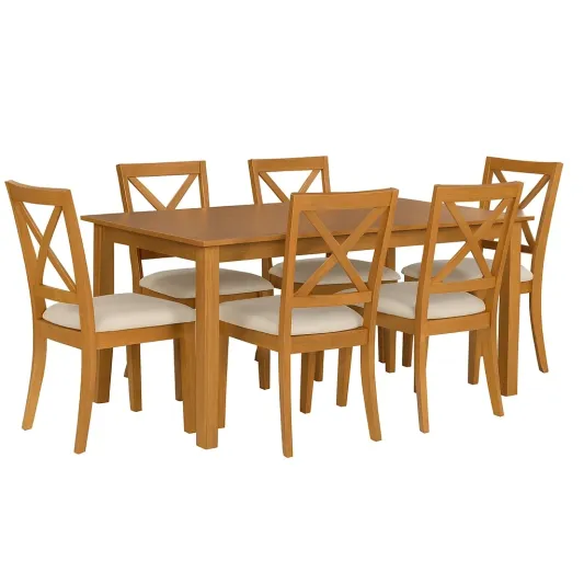 Esszimmer-Set Holztisch mit 6 Stühlen Eiche-decorvoria