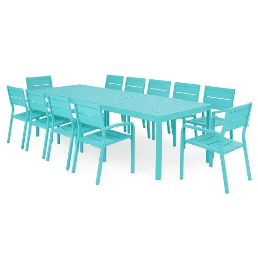 Essgruppe aus Aluminium in Türkis, 11-teilig-decorvoria