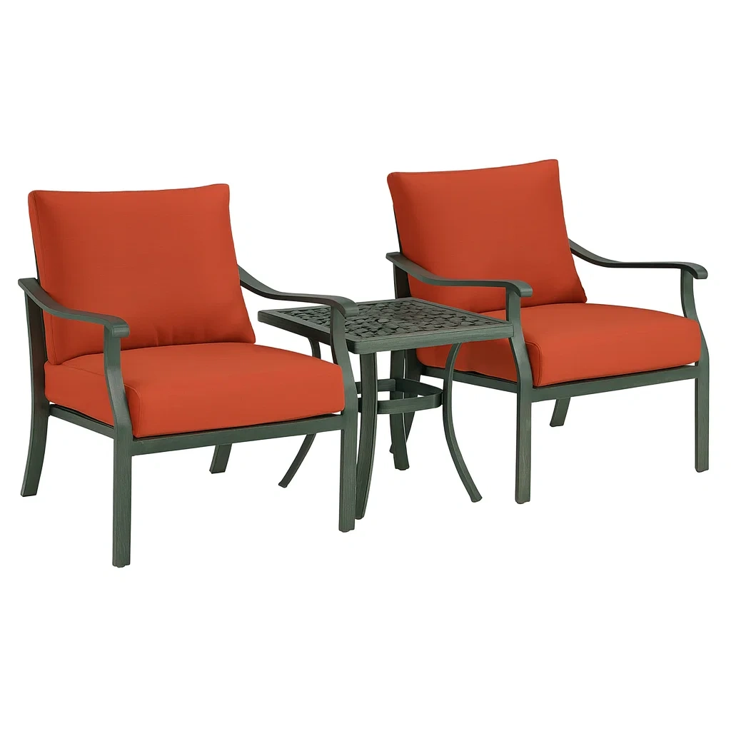 Gartenmöbel Set 2 Sessel und Tisch Aluminium Terrakotta-decorvoria