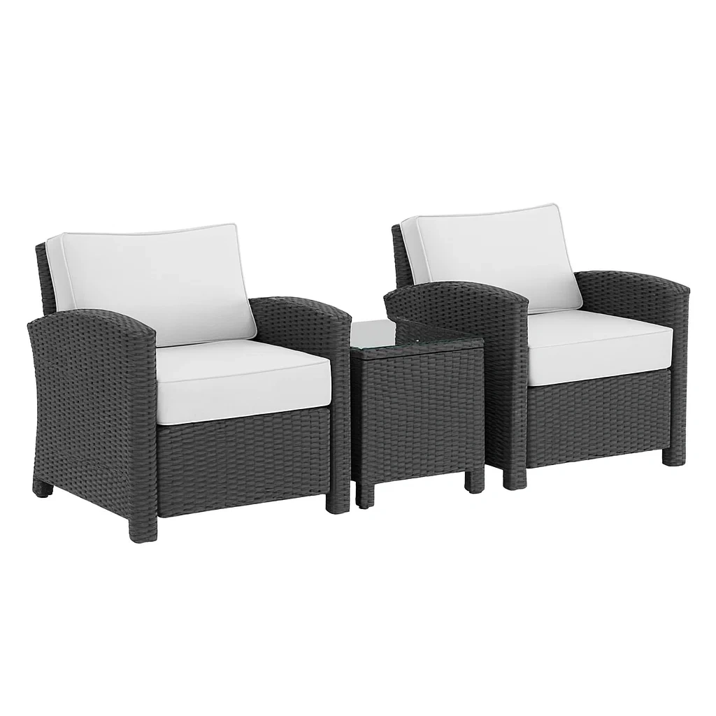 Gartenmöbel-Set aus Rattan, Schwarz/Weiß-decorvoria