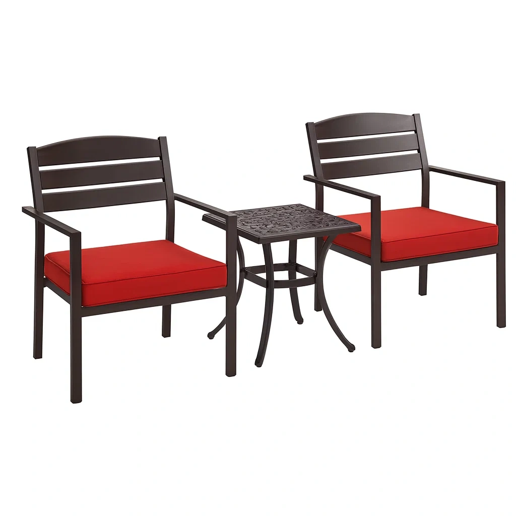 Gartenmöbel-Set aus Aluminium mit roten Kissen-decorvoria
