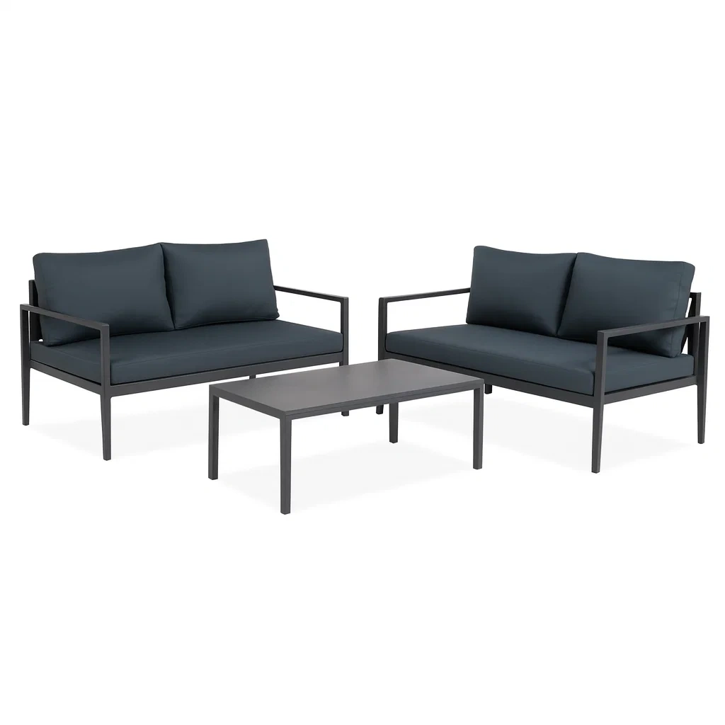 Aluminium Gartenmöbel-Set 2-Sitzer Sofas Dunkelgrau/Anthrazit-decorvoria