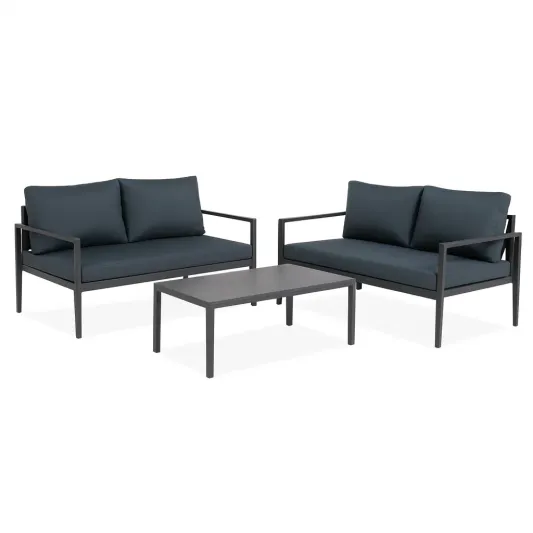 Aluminium Gartenmöbel-Set 2-Sitzer Sofas Dunkelgrau/Anthrazit-decorvoria