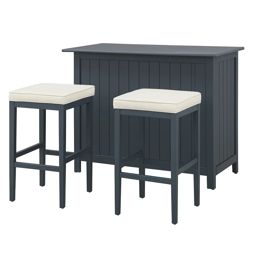 Bartisch und Hocker Set Holz Dunkelgrau Weiß-decorvoria