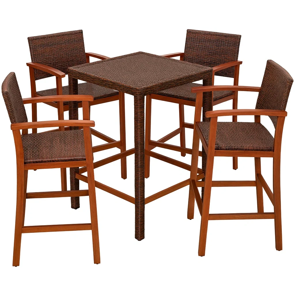 Gartenmöbelset Polyrattan Holz 5-teilig Braun-decorvoria
