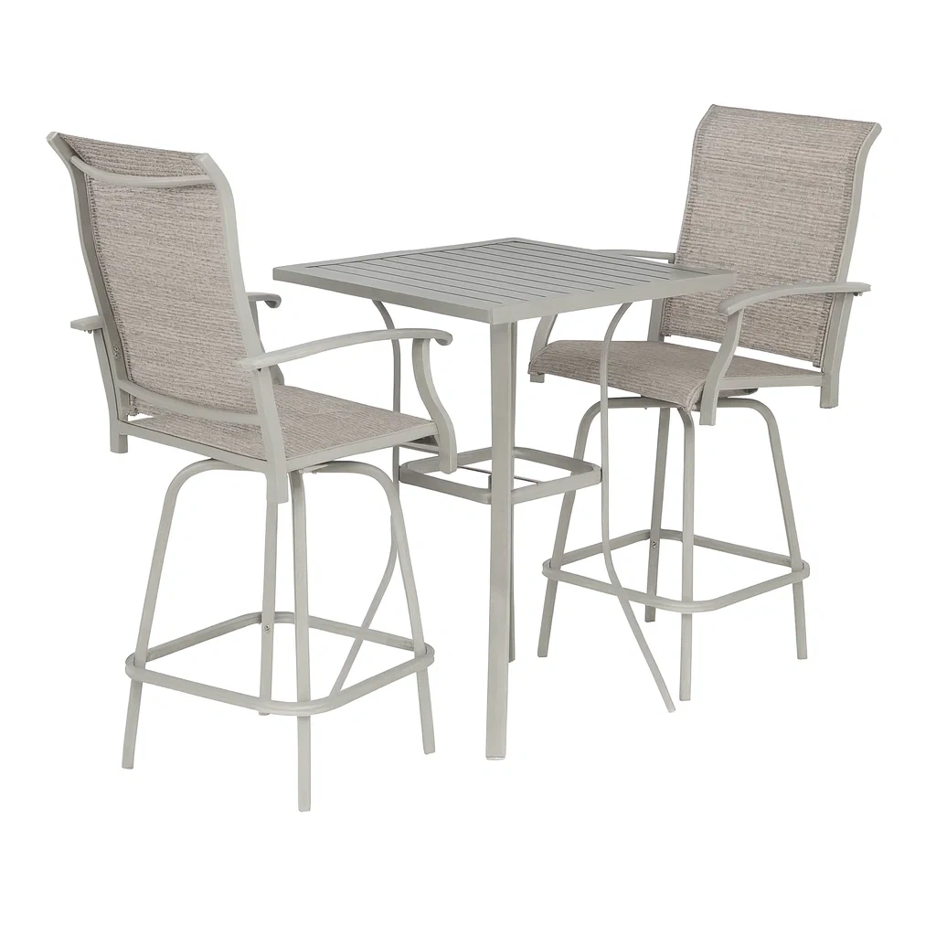 Aluminium Bistro-Set mit Barhockern und Tisch in Grau-decorvoria