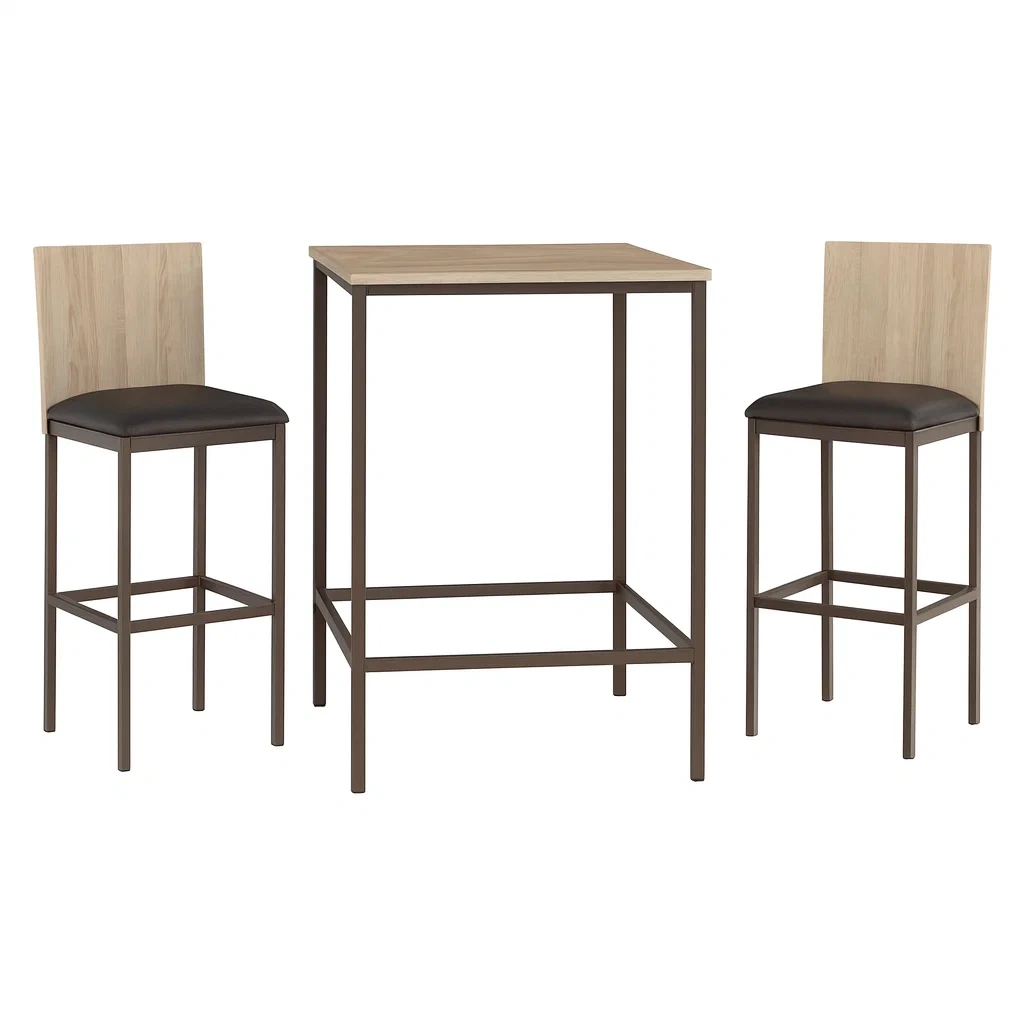 3-teiliges Bartischset mit MDF und Kunstleder-decorvoria