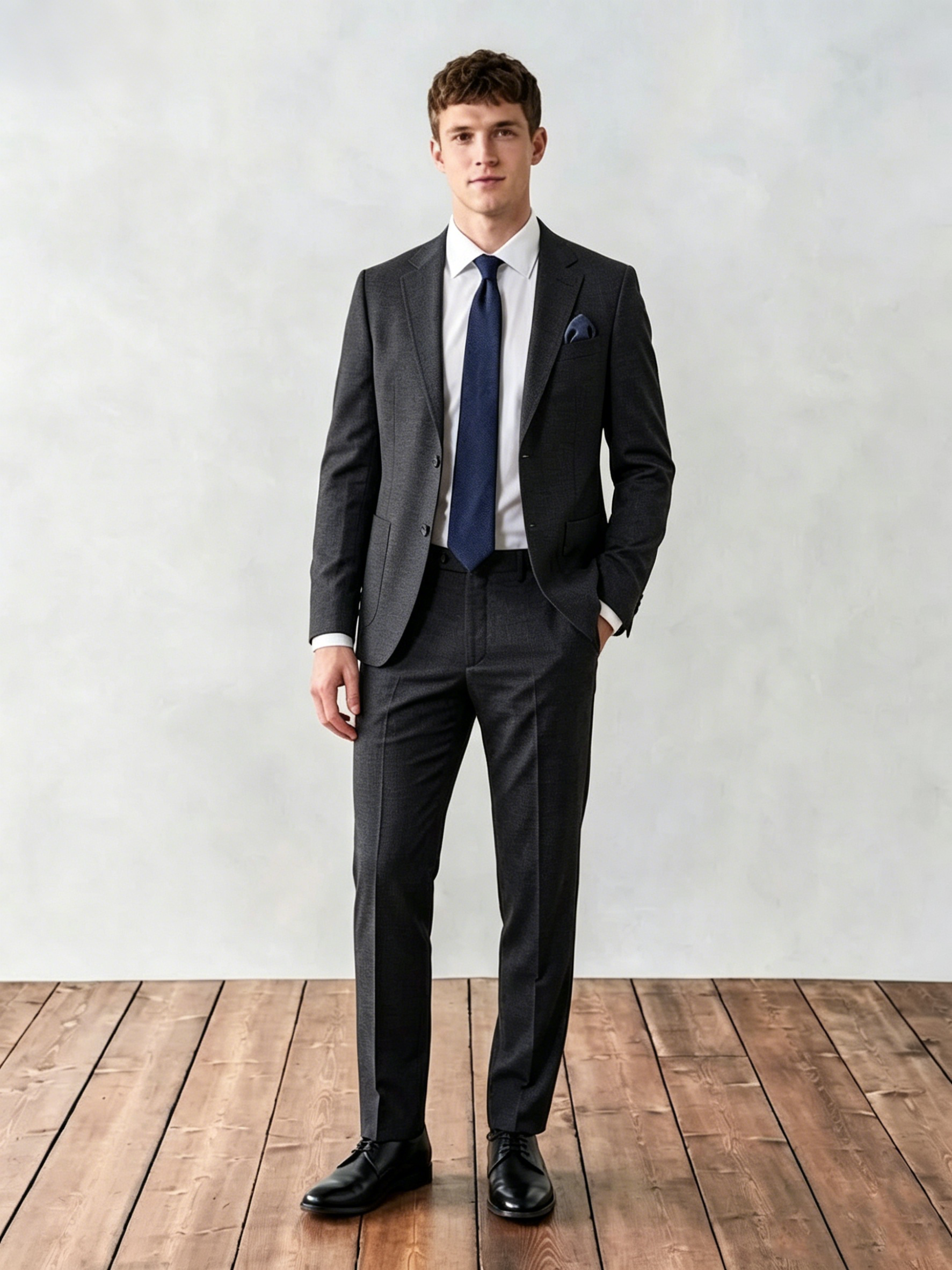 Modern Fit Black Solid Suit
