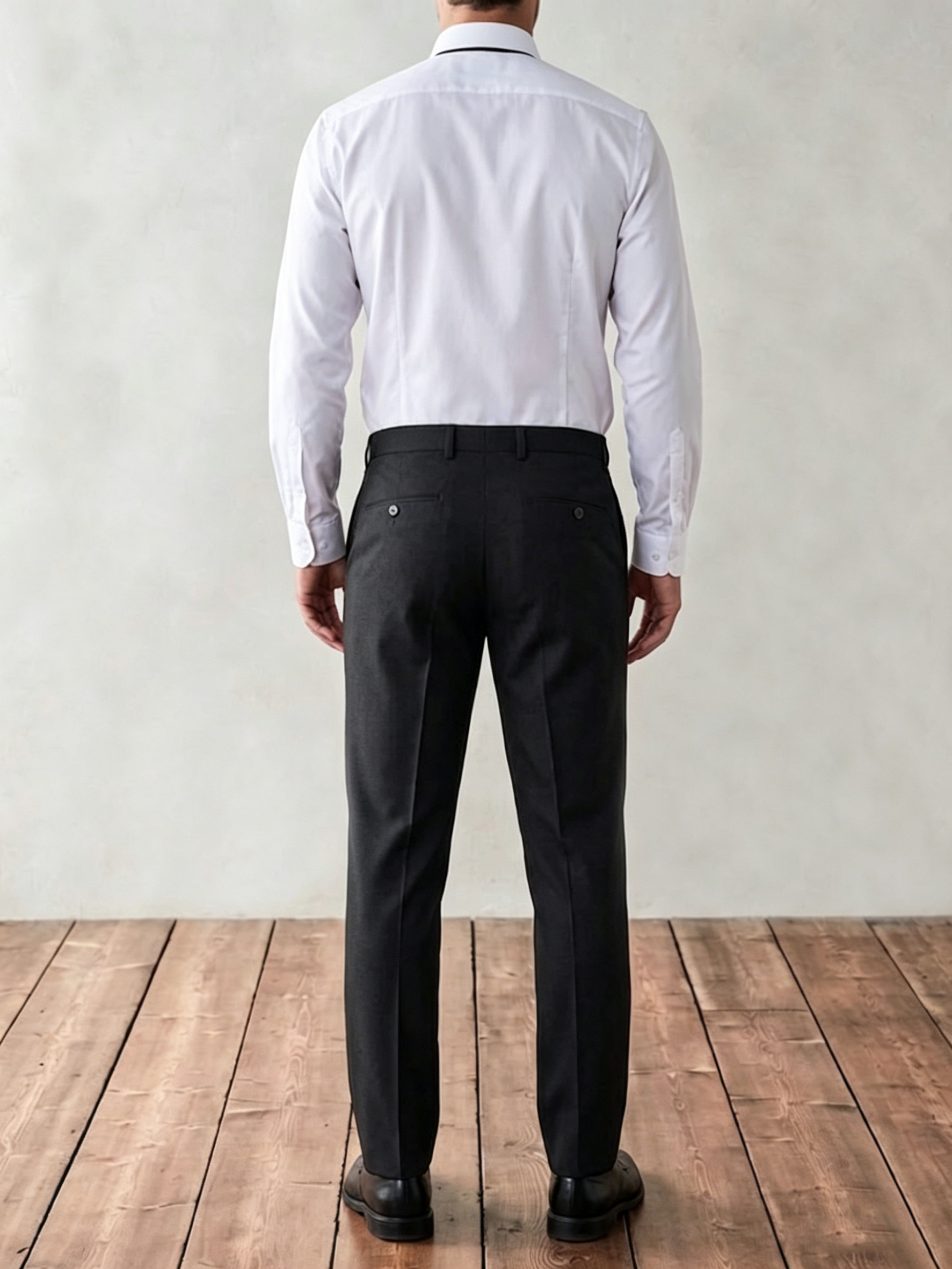 Modern Fit Black Solid Pant