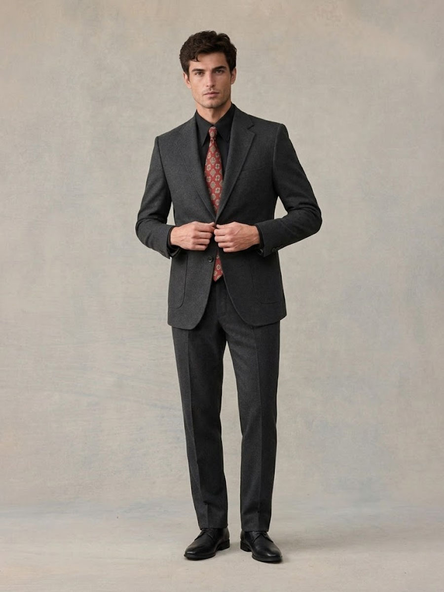 Modern Fit Dark Gray Solid Pant