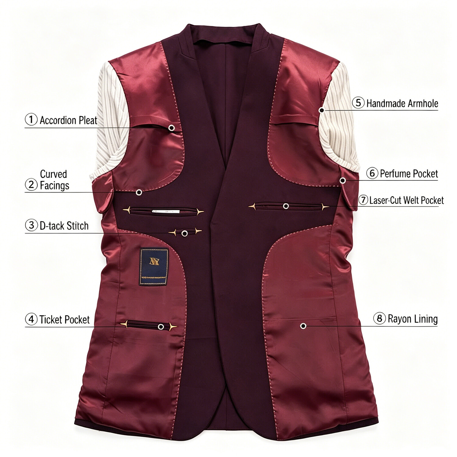 Wool Blend Stretch Burgundy Suit
