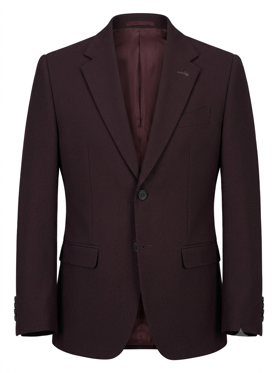 Wool Blend Stretch Burgundy Suit