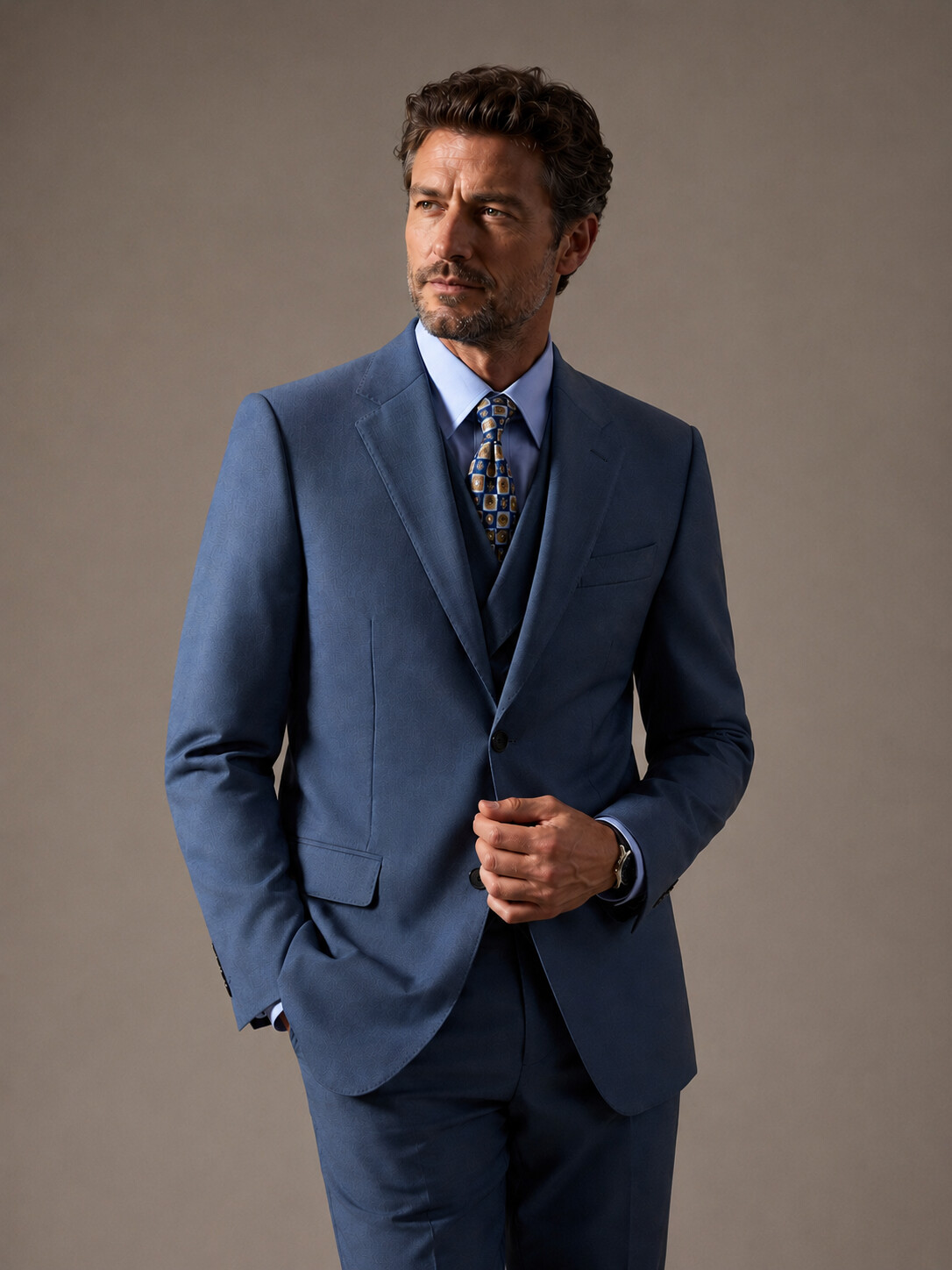 Wool Blend Stretch Suit