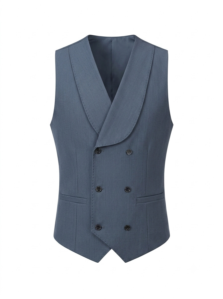 Wool Blend Stretch Dusty Blue Suit Vest