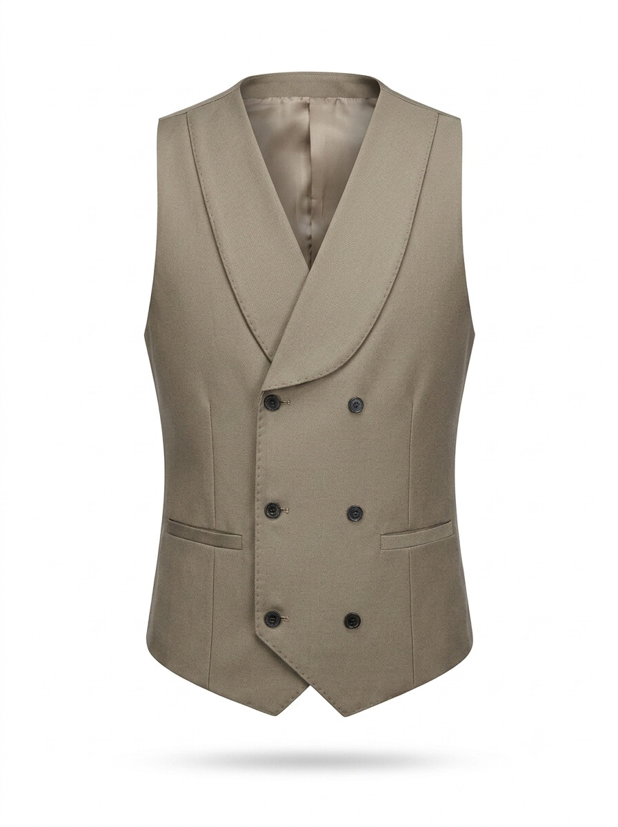 Wool Blend Stretch Light Taupe Suit Vest
