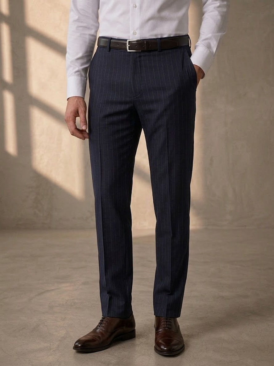 Navy Pinstripe Suit