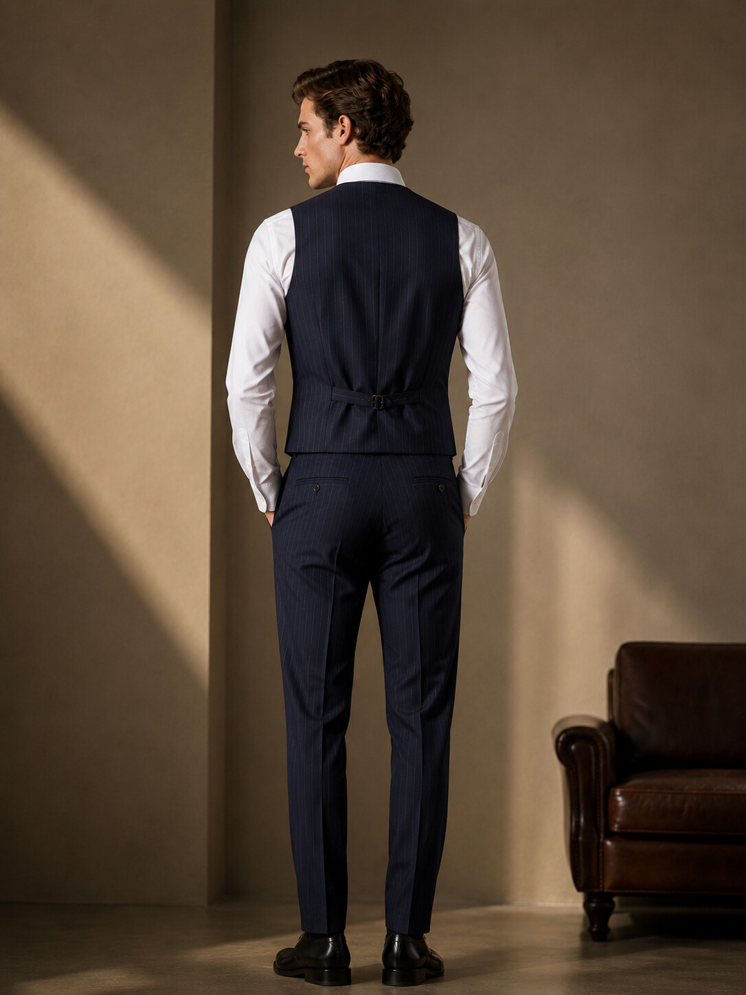Navy Pinstripe Suit