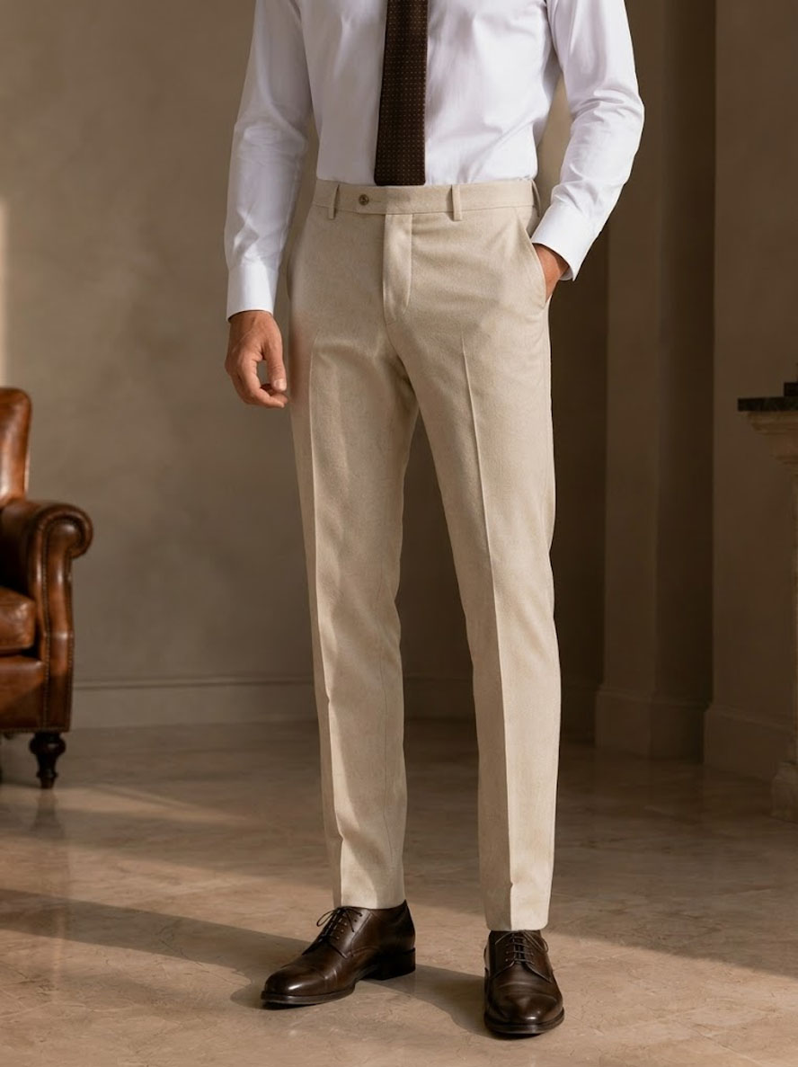 Wool & Lyocell Blend Ecru Suit Jacket