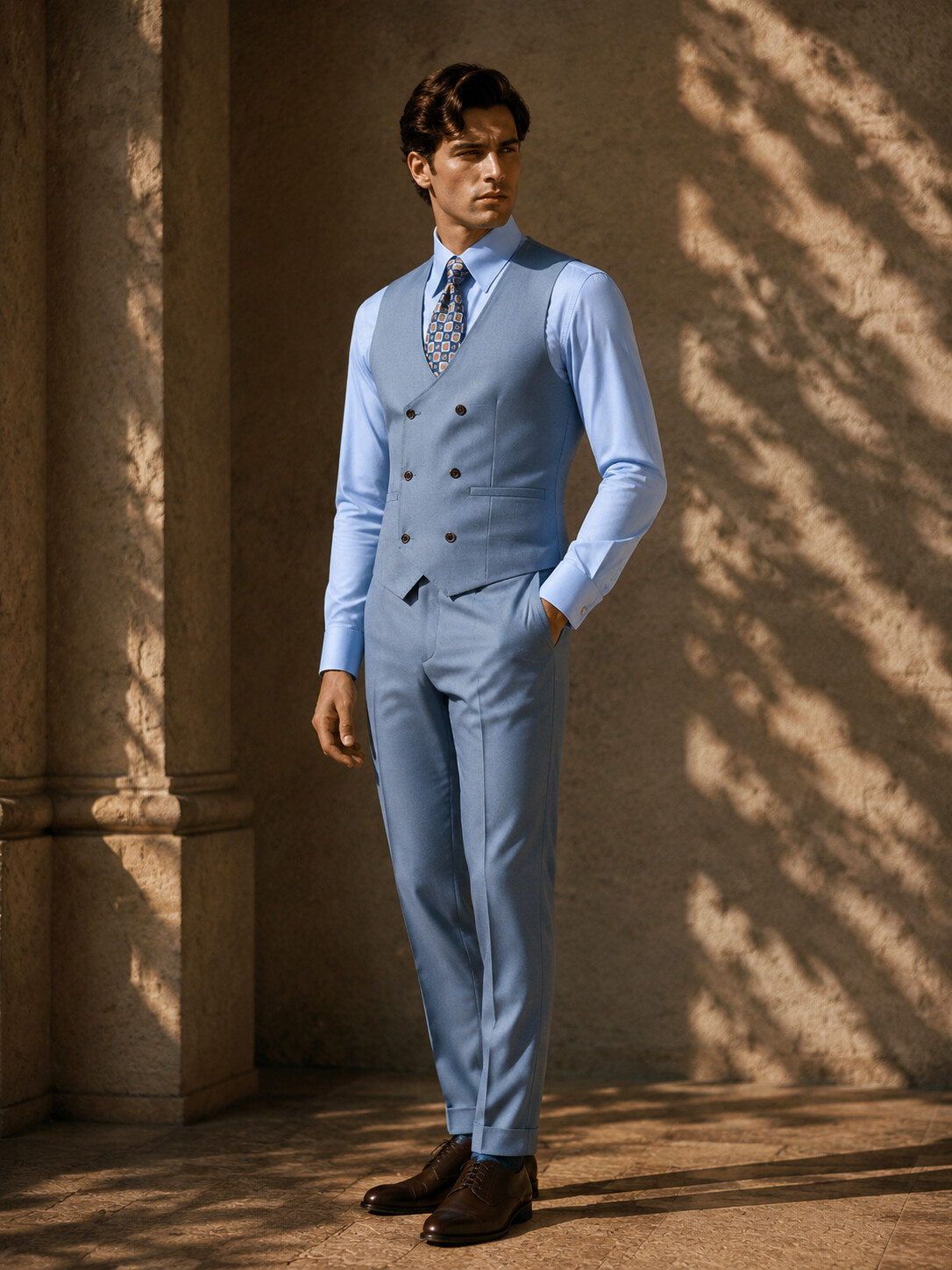 Lake Blue Lyocell & Wool Blend Suit