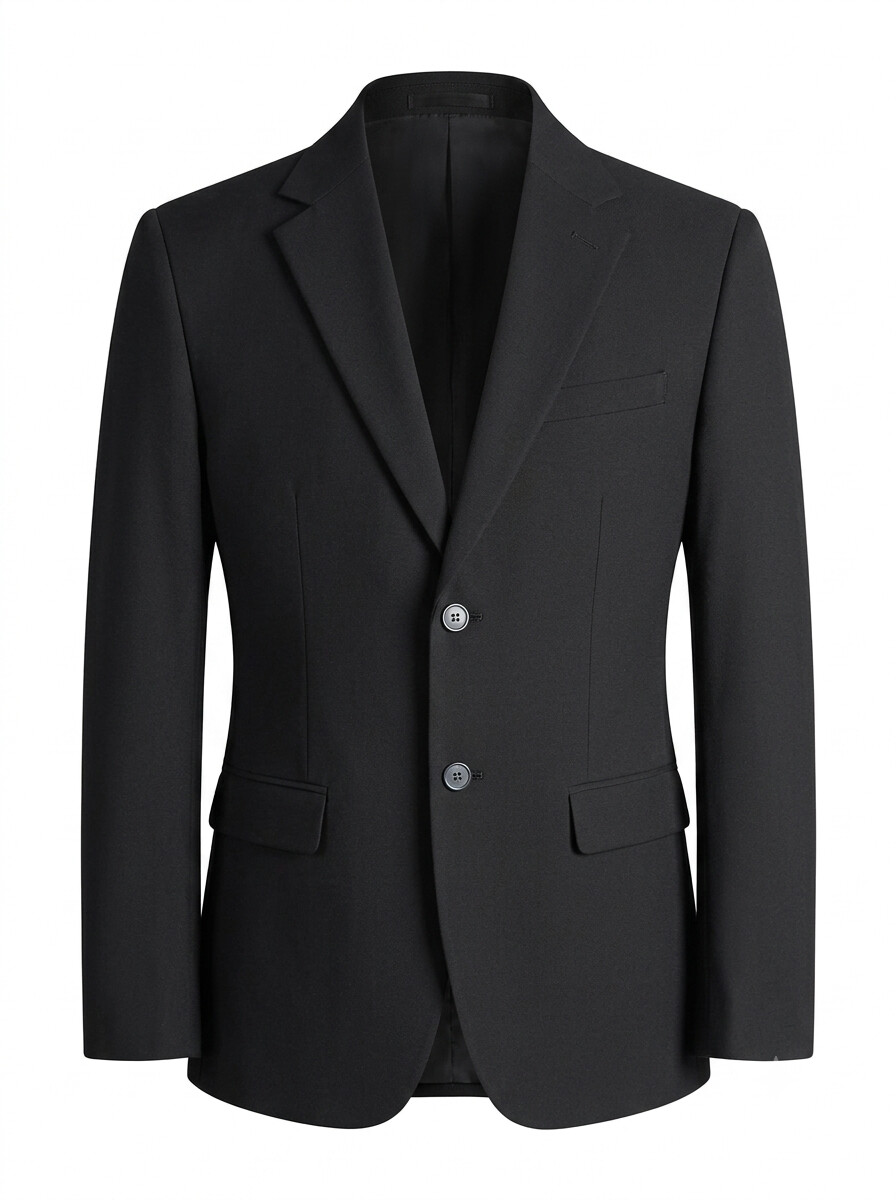 Black Solid Suit Jacket-Bellvero