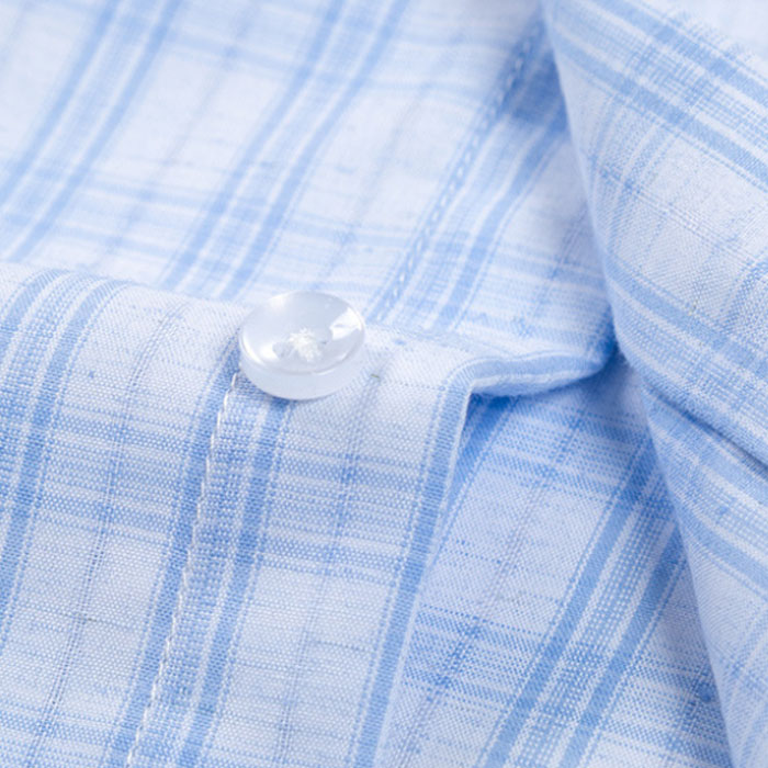 Linen Cotton Blend Plaid Shirt-Bellvero
