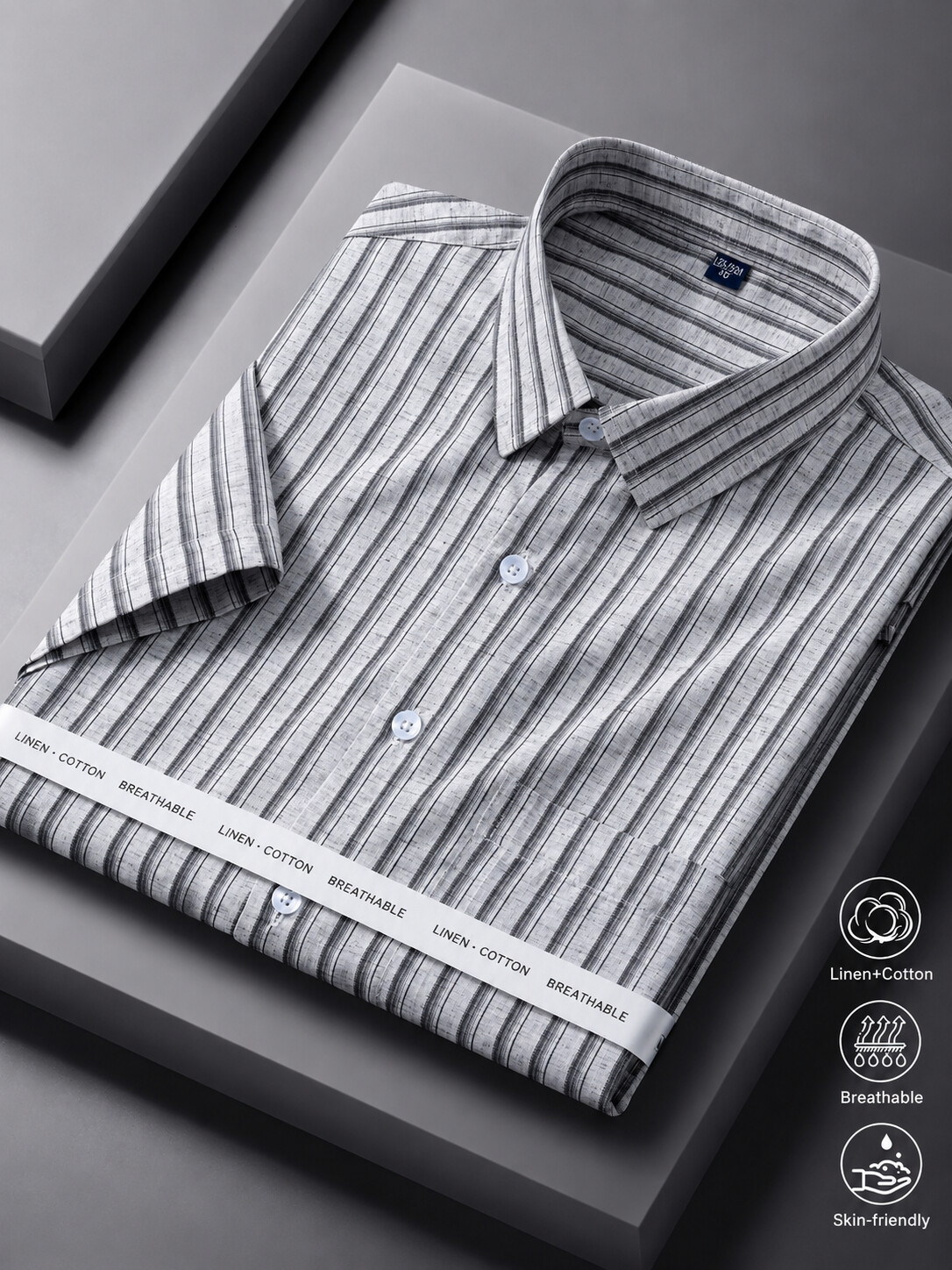 Linen Cotton Blend Plaid Shirt-Bellvero
