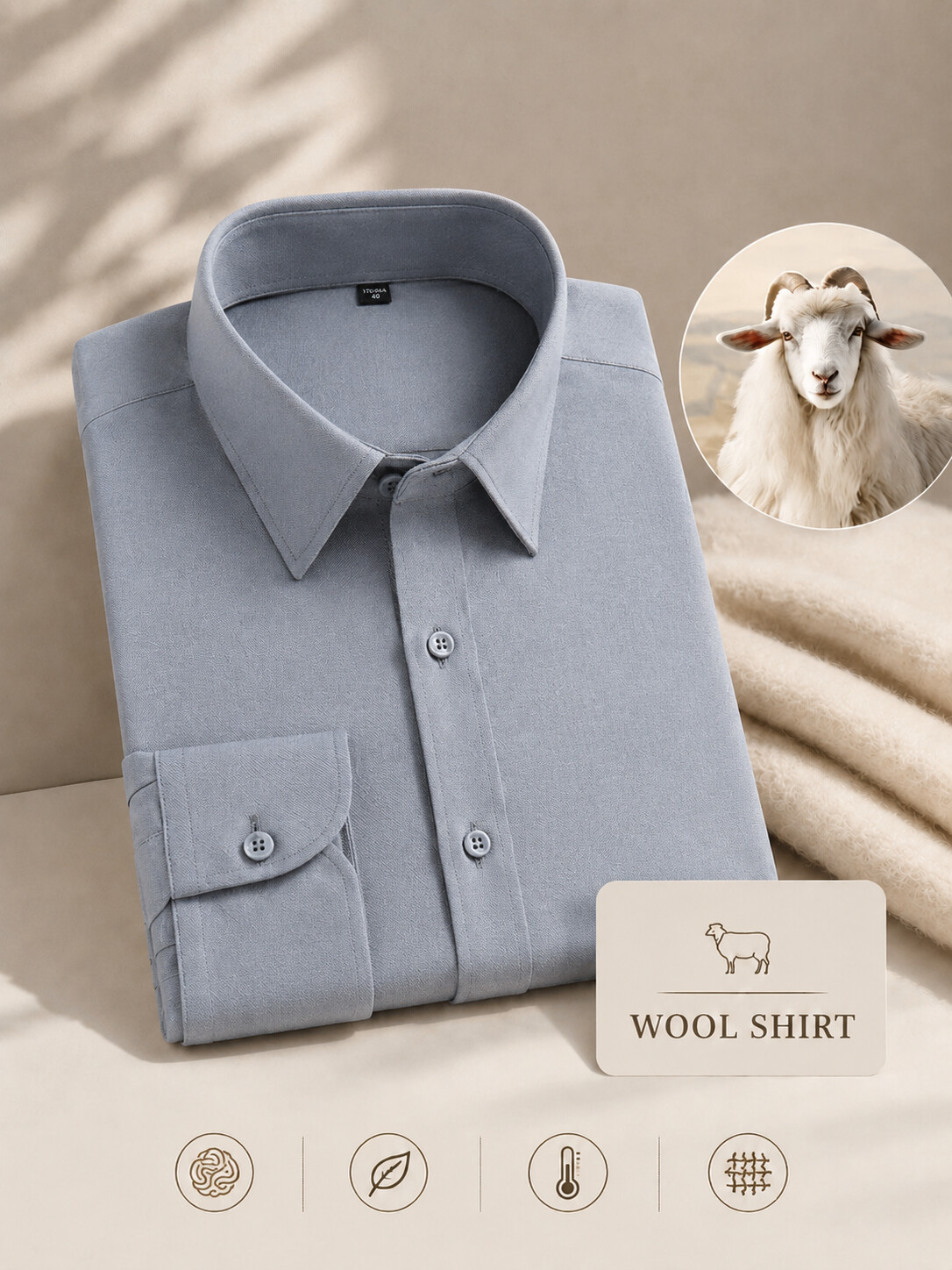 Wool Blend Dress Shirt-Bellvero