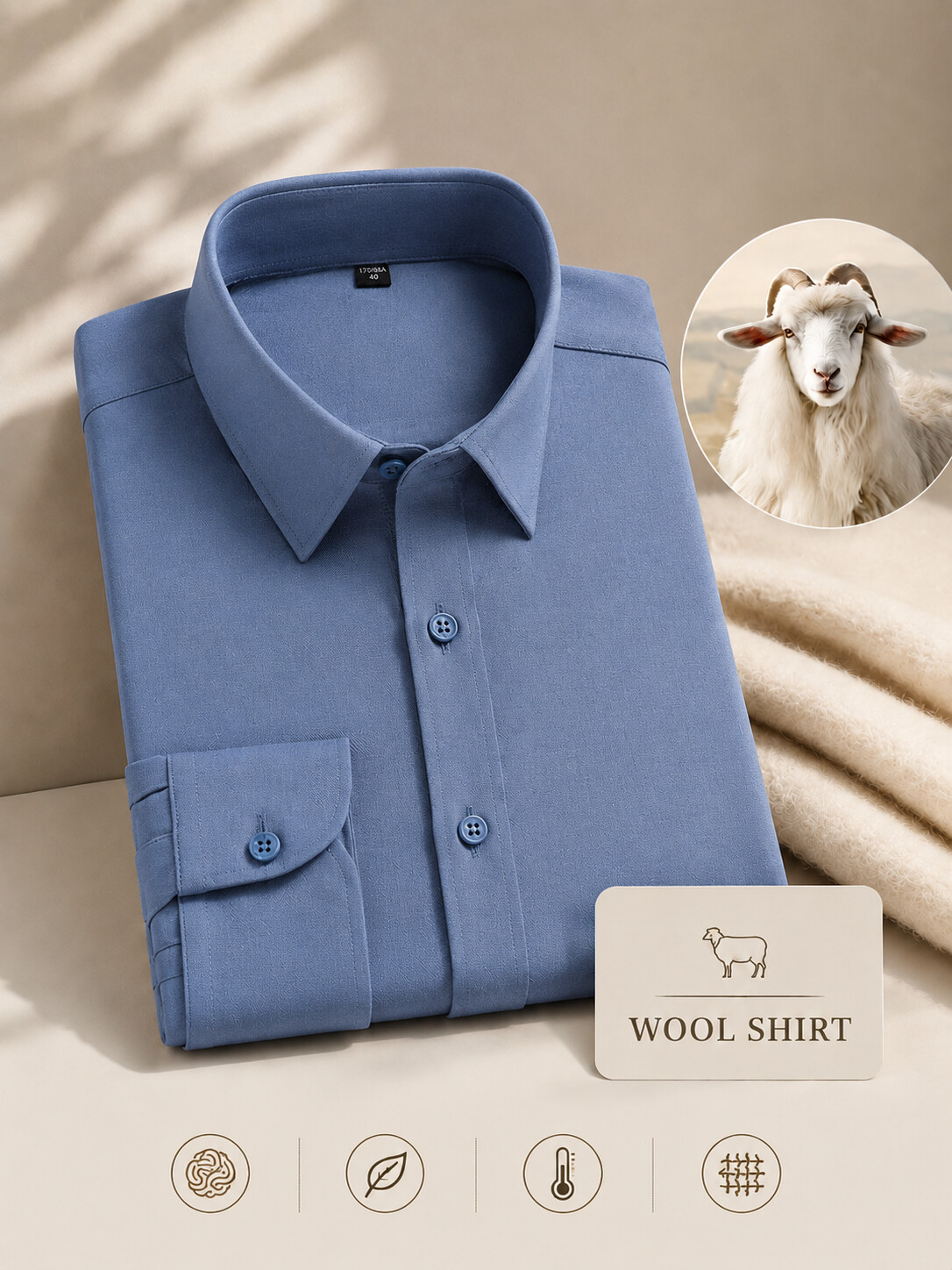 Wool Blend Dress Shirt-Bellvero