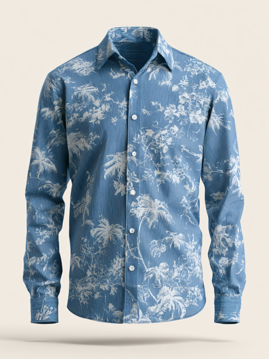 Men’s Tropical Palm Print Dress Shirt