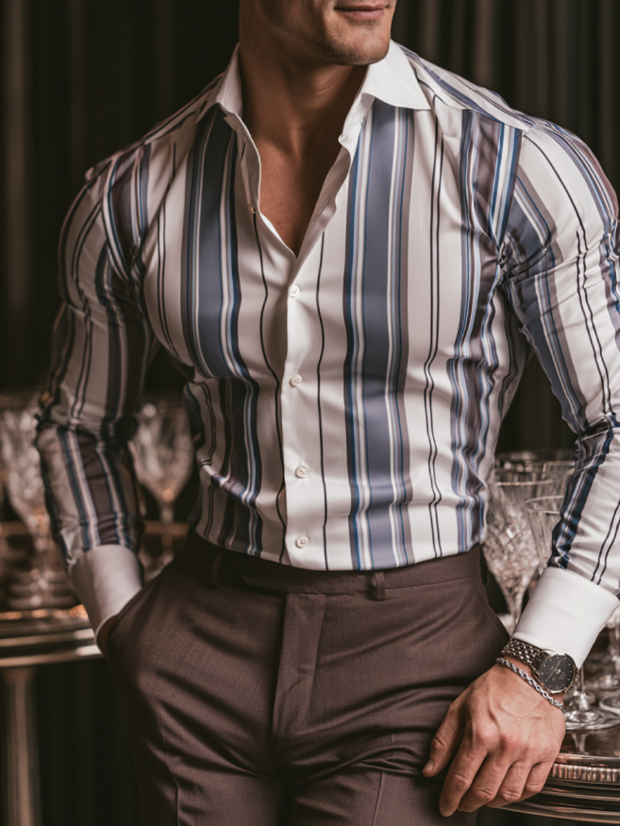 Men’s Multi-Width Stripe Dress Shirt